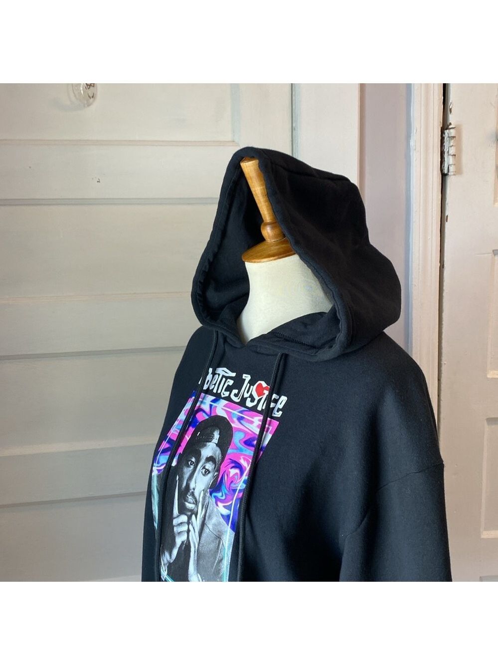 Tupac Poetic Justice Black Hooded Sweatshirt, Size M - Picture 11 of 15